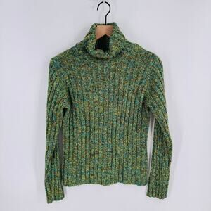 Babette Ballinger New York Multicolor Ribbed Knit Turtleneck Sweater Size M